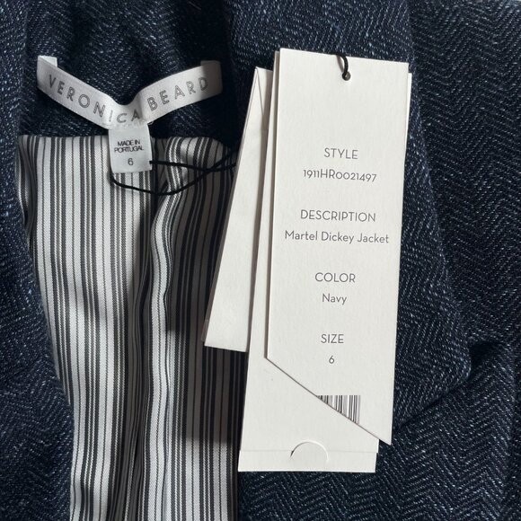 Veronica Beard Martel Dickey Jacket Herringbone Wool Blazer Navy Size 6 NEW NWT - Picture 7 of 11